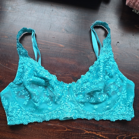 Delta Burke Embroidered Lace Bralette in Teal - Picture 1 of 3